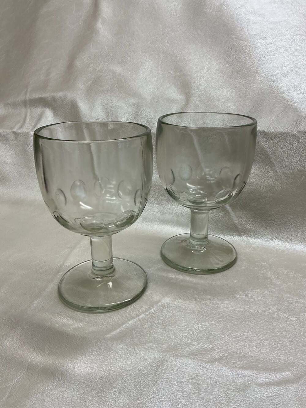 Vintage Heavy Clear Glass Thumbprint Goblet Beer Steins